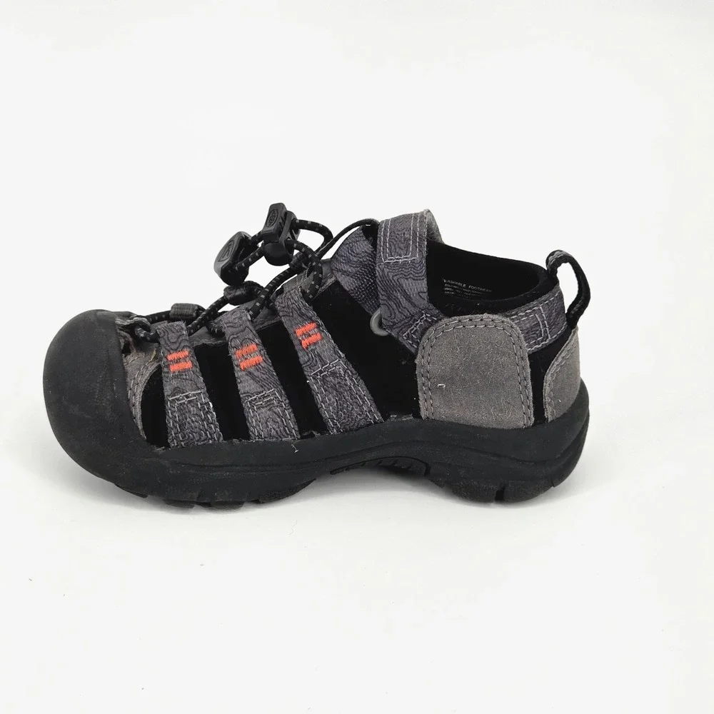 KEEN Newport H2 Gray Orange Topographic Waterproof Closed Toe Sandals Kids 10
